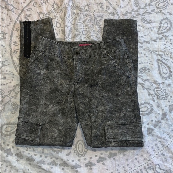 Alice + Olivia Denim - Alice + Olivia Cargo Acid Wash Gray Skinny Jeans